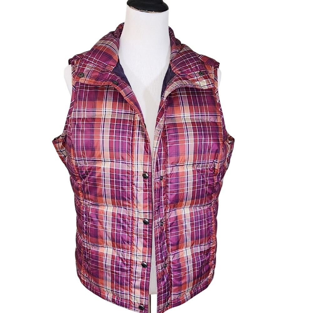 Lands' End Plaid‎ Down Vest Size Medium